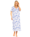 China Blue Floral 100% Cotton Plus Size Nightdress