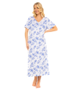 China Blue Floral 100% Cotton Plus Size Nightdress