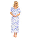 China Blue Floral 100% Cotton Plus Size Nightdress