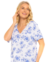 China Blue Floral 100% Cotton Plus Size Nightdress