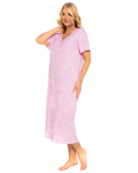 Pink Lace Floral 100% Cotton Plus Size Nightdress