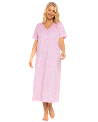 Pink Lace Floral 100% Cotton Plus Size Nightdress