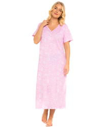Pink Lace Floral 100% Cotton Plus Size Nightdress