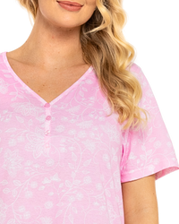Pink Lace Floral 100% Cotton Plus Size Nightdress