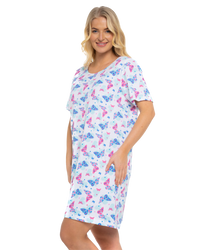 Women's 100% Cotton Pack of 2 Turquoise Summer Heart Nightshirts