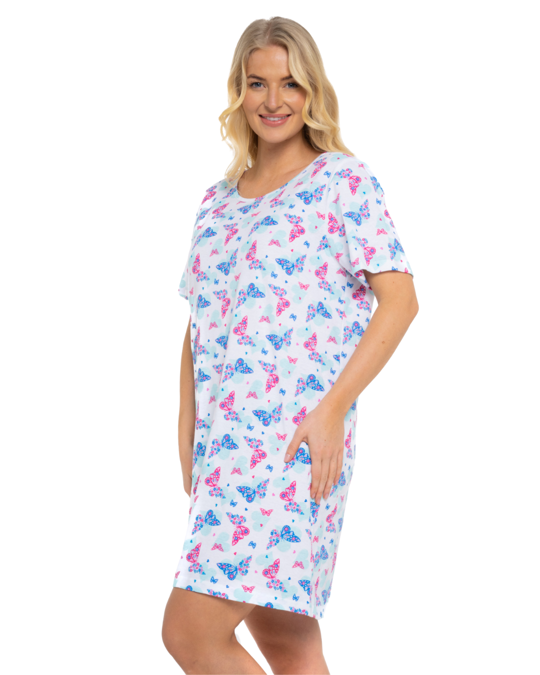 Women's 100% Cotton Pack of 2 Turquoise Summer Heart Nightshirts