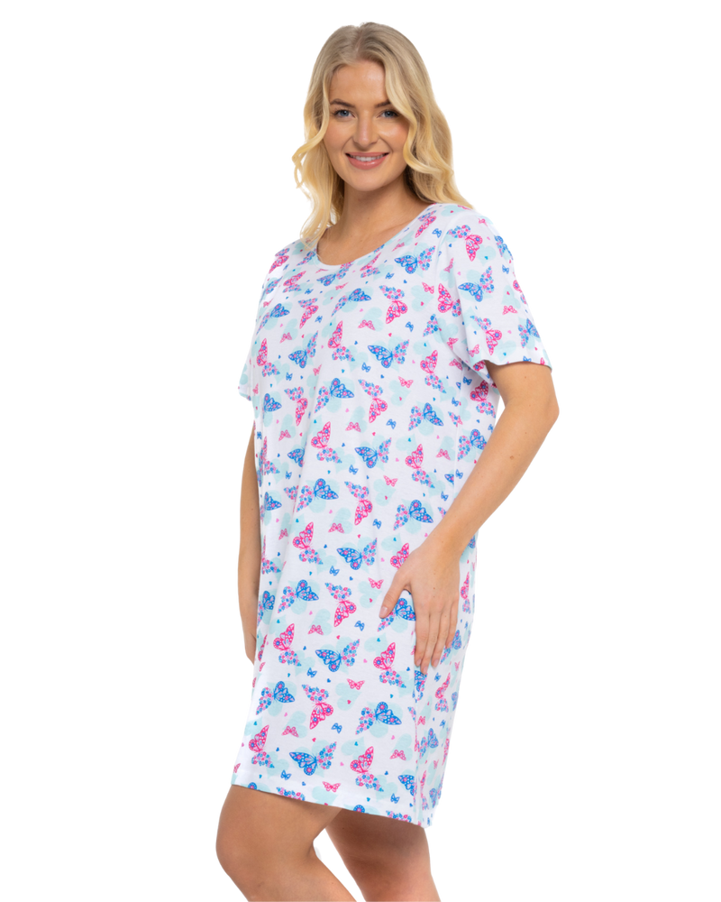 Women's 100% Cotton Pack of 2 Turquoise Summer Heart Nightshirts