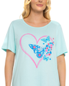 Women's 100% Cotton Pack of 2 Turquoise Summer Heart Nightshirts