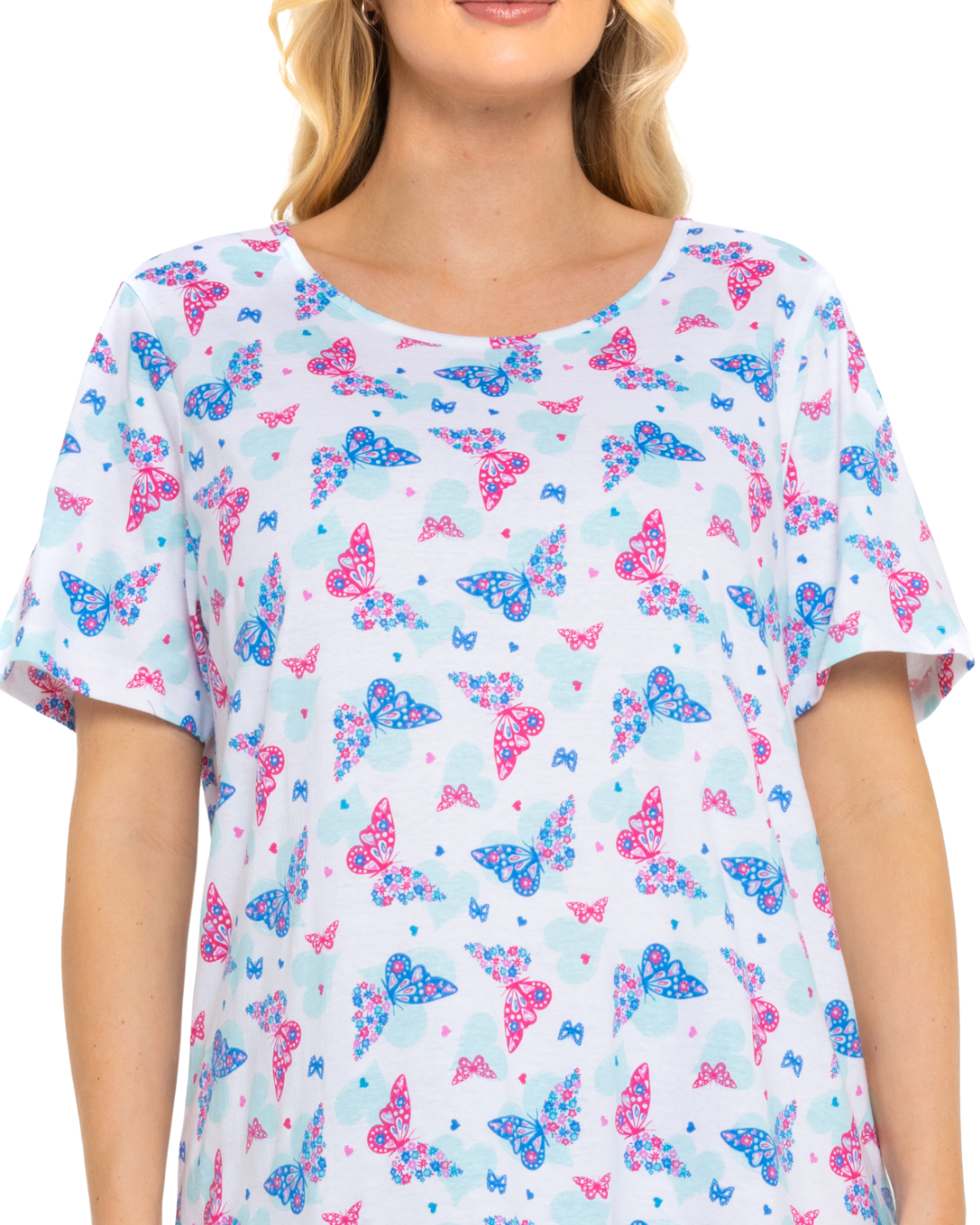 Women's 100% Cotton Pack of 2 Turquoise Summer Heart Nightshirts