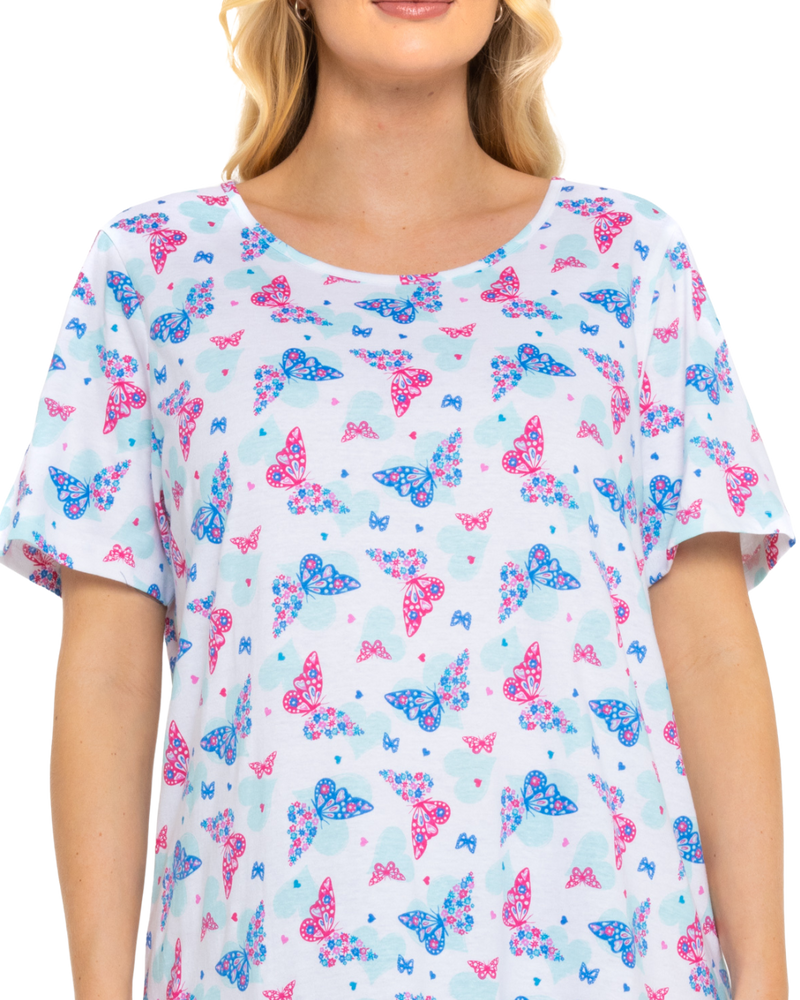 Women's 100% Cotton Pack of 2 Turquoise Summer Heart Nightshirts