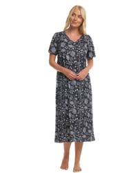 Black Floral 100% Cotton Plus Size Nightdress
