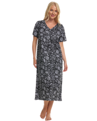 Black Floral 100% Cotton Plus Size Nightdress