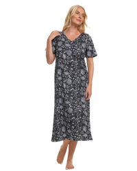 Black Floral 100% Cotton Plus Size Nightdress