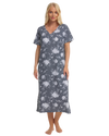 Grey Floral 100% Cotton Plus Size Nightdress