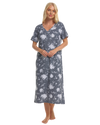 Grey Floral 100% Cotton Plus Size Nightdress