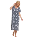 Grey Floral 100% Cotton Plus Size Nightdress