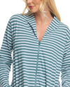 Women's 100% Cotton Lightweight Stripe Zip Dressing Gown with Side Pockets