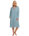 Women's 100% Cotton Lightweight Stripe Zip Dressing Gown with Side Pockets