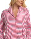 Women's 100% Cotton Lightweight Stripe Zip Dressing Gown with Side Pockets