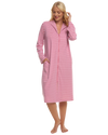 Women's 100% Cotton Lightweight Stripe Zip Dressing Gown with Side Pockets