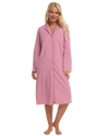 Women's 100% Cotton Lightweight Stripe Zip Dressing Gown with Side Pockets