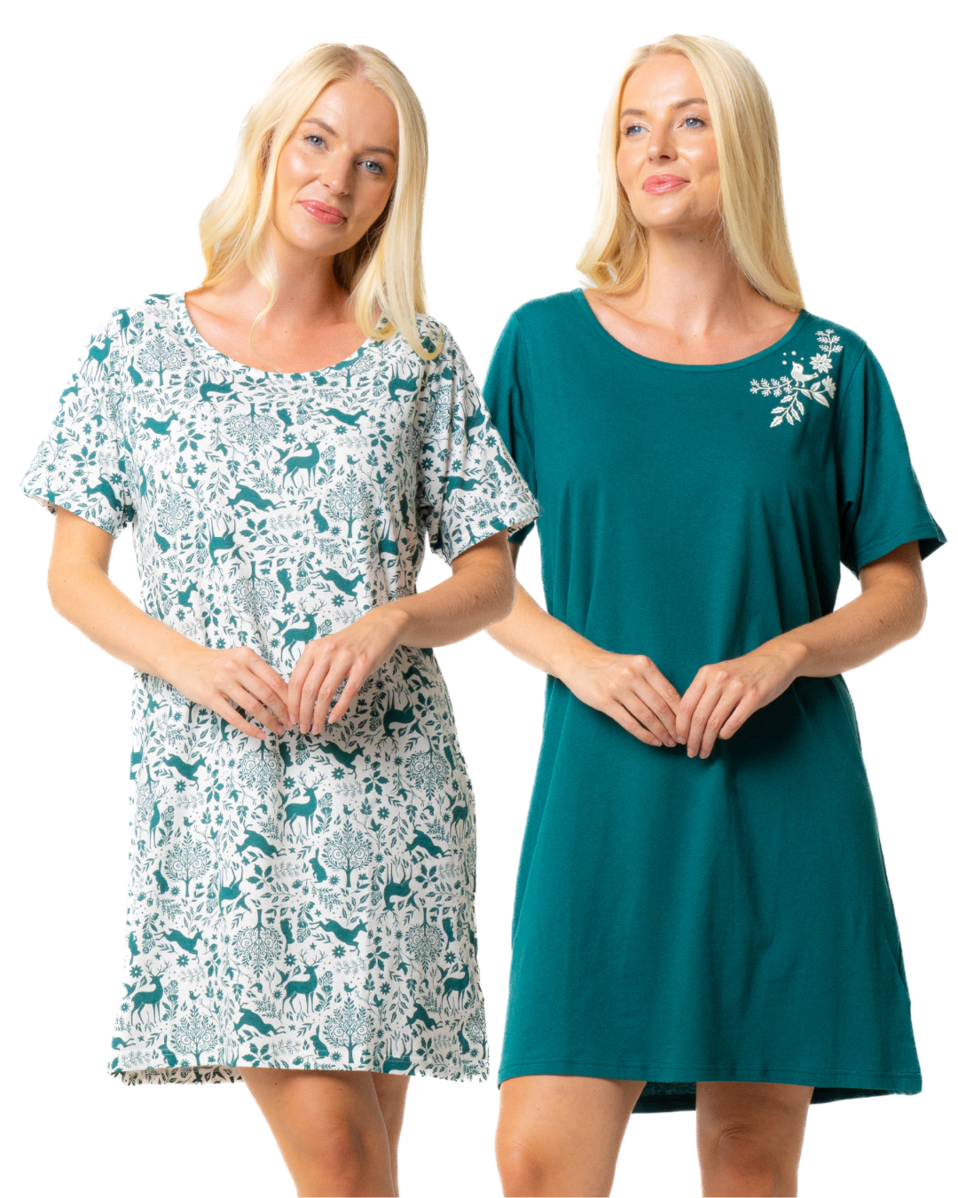 Women's 100% Cotton Pack of 2 Forest Nightshirts