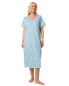 Ladies Long Length 100% Cotton Duck Egg Lily Nightdress