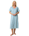Ladies Long Length 100% Cotton Duck Egg Lily Nightdress