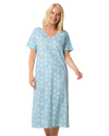 Ladies Long Length 100% Cotton Duck Egg Lily Nightdress
