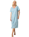 Ladies Long Length 100% Cotton Duck Egg Lily Nightdress