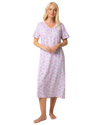 Ladies Long Length 100% Cotton Pink Lotus Nightdress