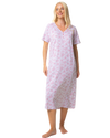 Ladies Long Length 100% Cotton Pink Lotus Nightdress