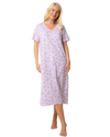 Ladies Long Length 100% Cotton Pink Lotus Nightdress