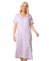 Ladies Long Length 100% Cotton Pink Lotus Nightdress