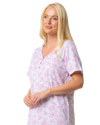 Ladies Long Length 100% Cotton Pink Lotus Nightdress