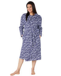 Women's Summer Meadow Print 100% Cotton Jersey Lightweight Wrap Dressing Gown with Pockets