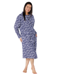 Women's Summer Meadow Print 100% Cotton Jersey Lightweight Wrap Dressing Gown with Pockets