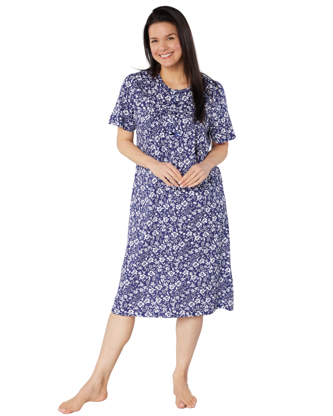Summer Meadow Print 100% Cotton Jersey Short Sleeve Nightdress