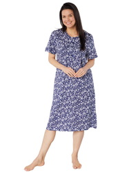 Summer Meadow Print 100% Cotton Jersey Short Sleeve Nightdress