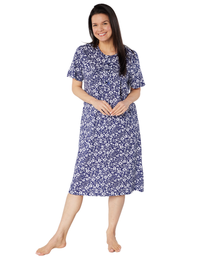 Summer Meadow Print 100% Cotton Jersey Short Sleeve Nightdress