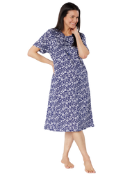 Summer Meadow Print 100% Cotton Jersey Short Sleeve Nightdress