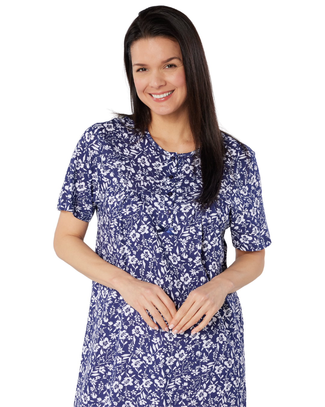Summer Meadow Print 100% Cotton Jersey Short Sleeve Nightdress