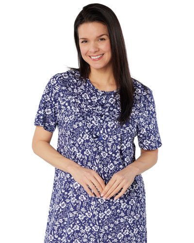 Summer Meadow Print 100% Cotton Jersey Short Sleeve Nightdress
