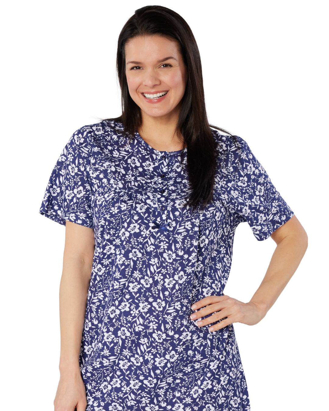 Summer Meadow Print 100% Cotton Jersey Short Sleeve Nightdress