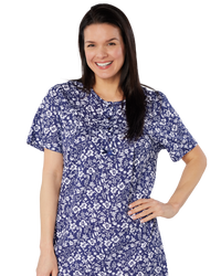 Summer Meadow Print 100% Cotton Jersey Short Sleeve Nightdress