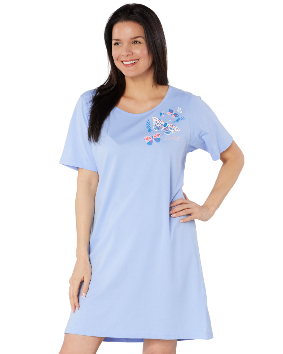 Women's 100% Cotton Pack of 2 Denim Butterfly Nightshirts