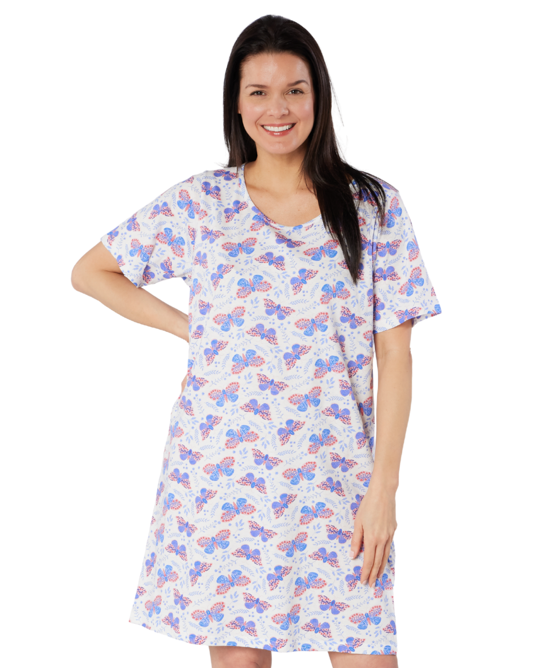 Women's 100% Cotton Pack of 2 Denim Butterfly Nightshirts