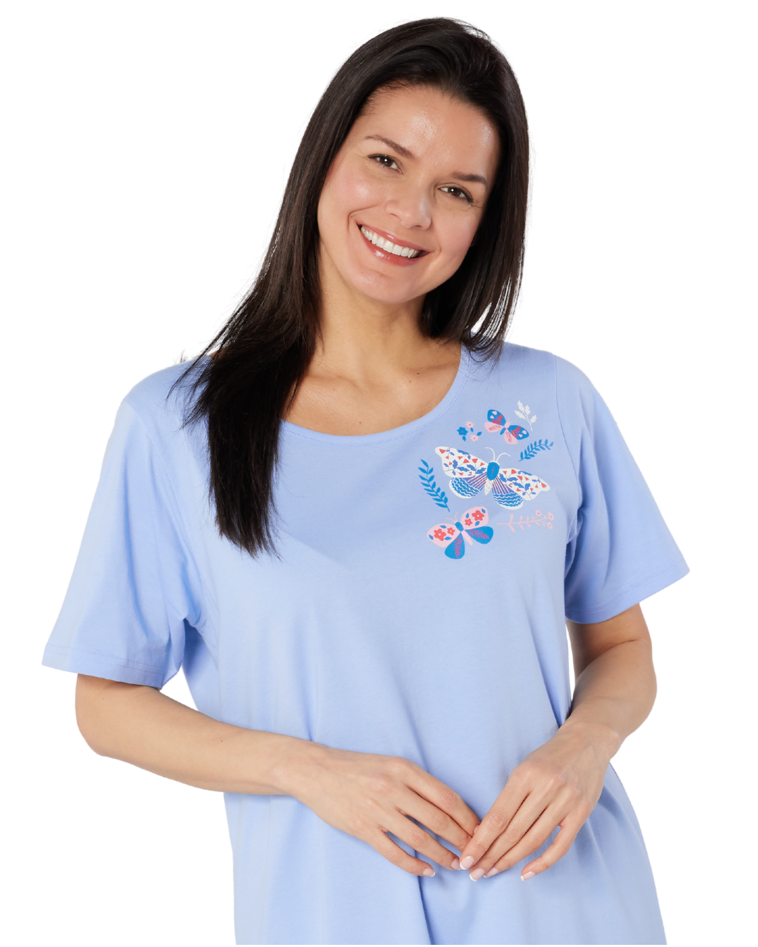 Women's 100% Cotton Pack of 2 Denim Butterfly Nightshirts