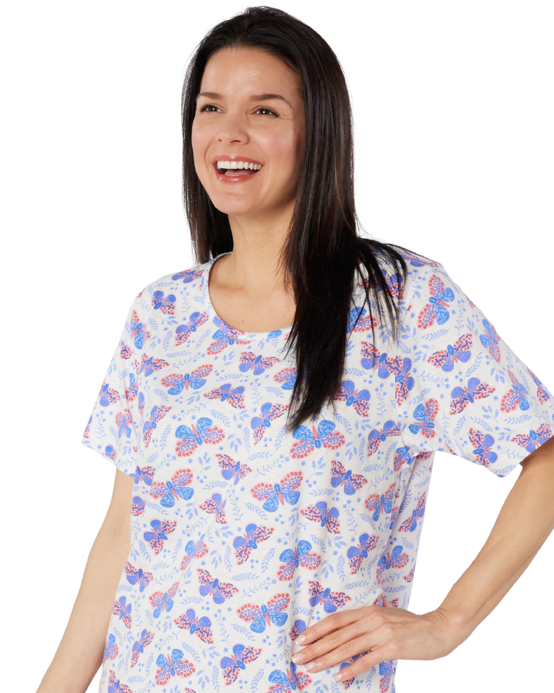 Women's 100% Cotton Pack of 2 Denim Butterfly Nightshirts