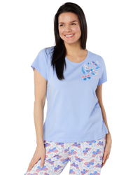 Women's Denim Butterfly 100% Cotton Short Sleeve Cropped Leg Pyjamas
